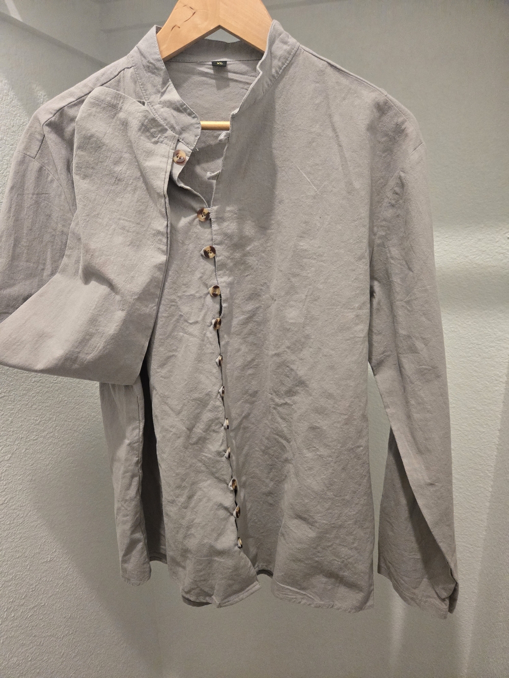 Men's Light Gray Mandarin Collar Dress Shirt - Brand: